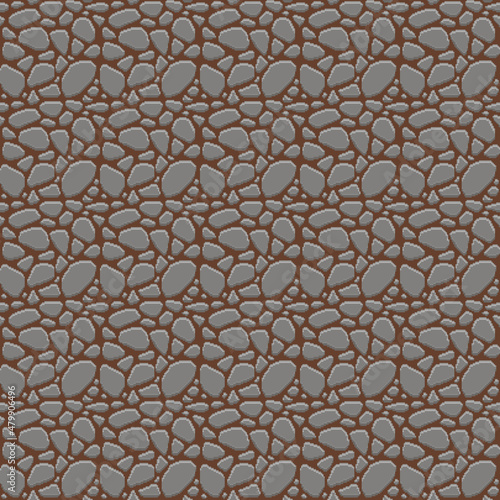 simple vector pixel art seamless pattern of texture of underground stones of different shapes and sizes