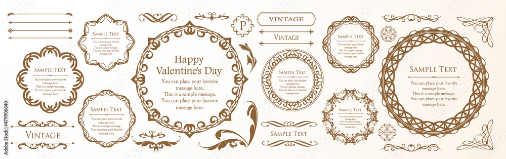 バレンタインデーのフレームデザイン。豪華でエレガントな装飾。アンティーク。ビンテージ。ゴージャス。エレガンス。