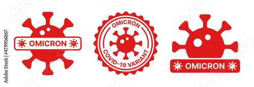 Omicron icon set. Covid-19 Omicron sign symbol vector illustration.