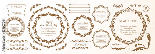 バレンタインデーのフレームデザイン。豪華でエレガントな装飾。アンティーク。ビンテージ。ゴージャス。エレガンス。