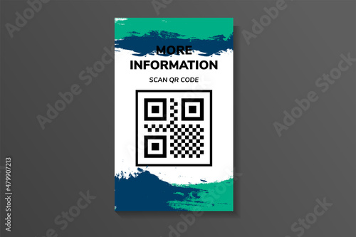 abstract background with brush of green and blue for more information with scan QR code vector illustration concept