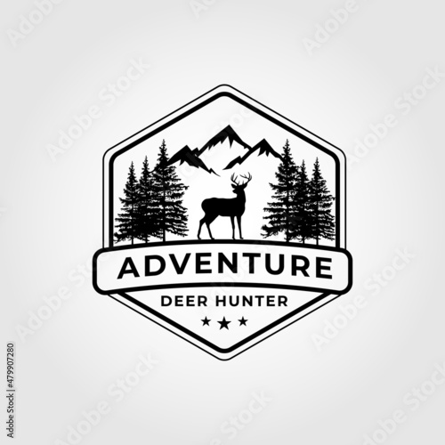 adventure, deer forest logo vector design