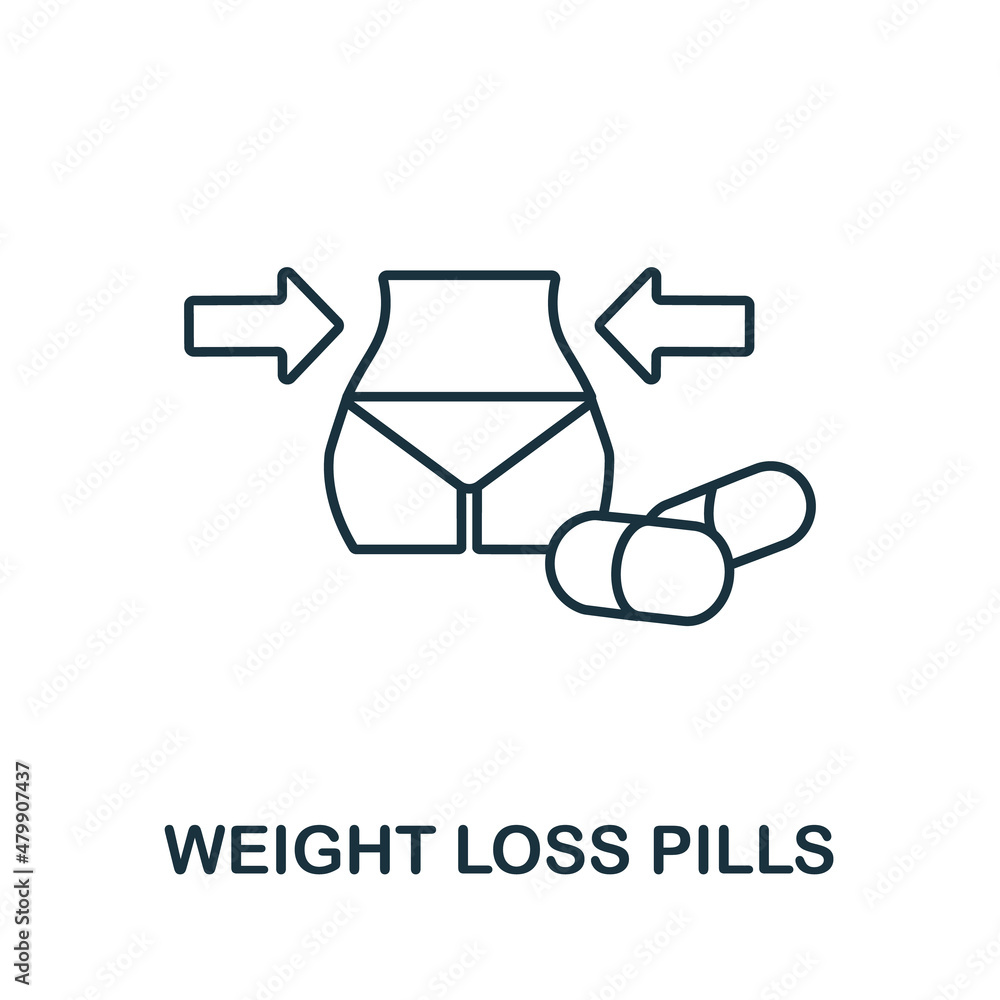 Weight Loss Pills icon. Monochrome sign from diet collection. Creative Weight Loss Pills icon illustration for web design, infographics and more Weight Loss Pills icon. Monochrome sign from diet collection. Creative Weight Loss Pills icon illustration for web design, infographics and more