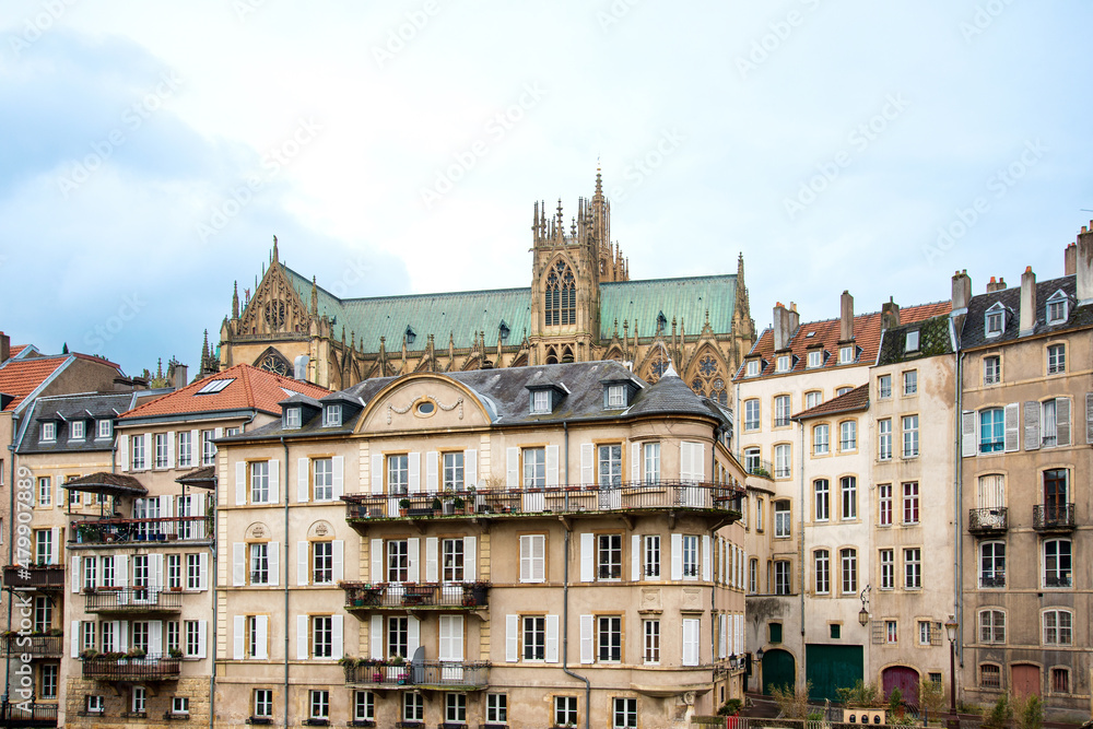 Antique building view in Old Town Metz, France