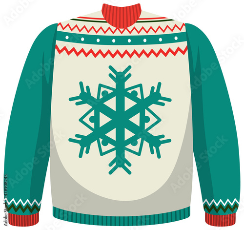 Green Christmas snowflake sweater