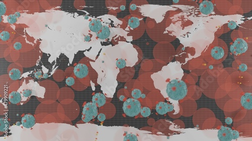 corona virus infect  with world map on black background