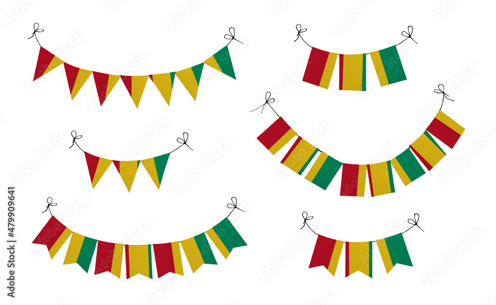 Fototapeta premium World countries. Festival flags in colors of national flag. Guinea