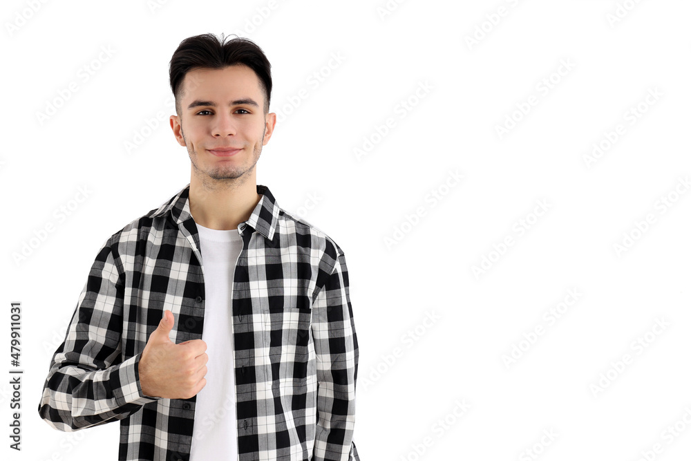 Attractive guy in shirt on white background Attractive guy in shirt on white background
