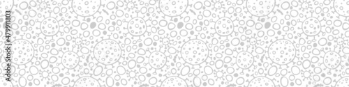 Seamless pattern of molecules, cells of virus, bacteria. Pandemic, epidemic covid-19. Primitive concept of chemistry, microorganisms, science research. Vector texture in outline doodle style isolated