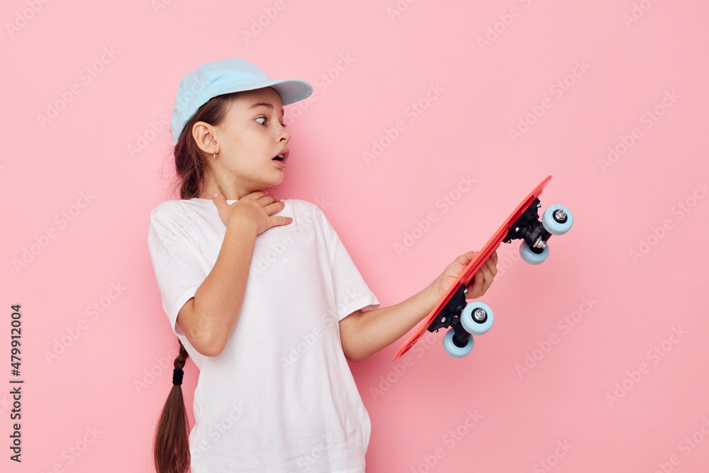 little girl posing white tshirt emotion isolated background little girl posing white tshirt emotion isolated background
