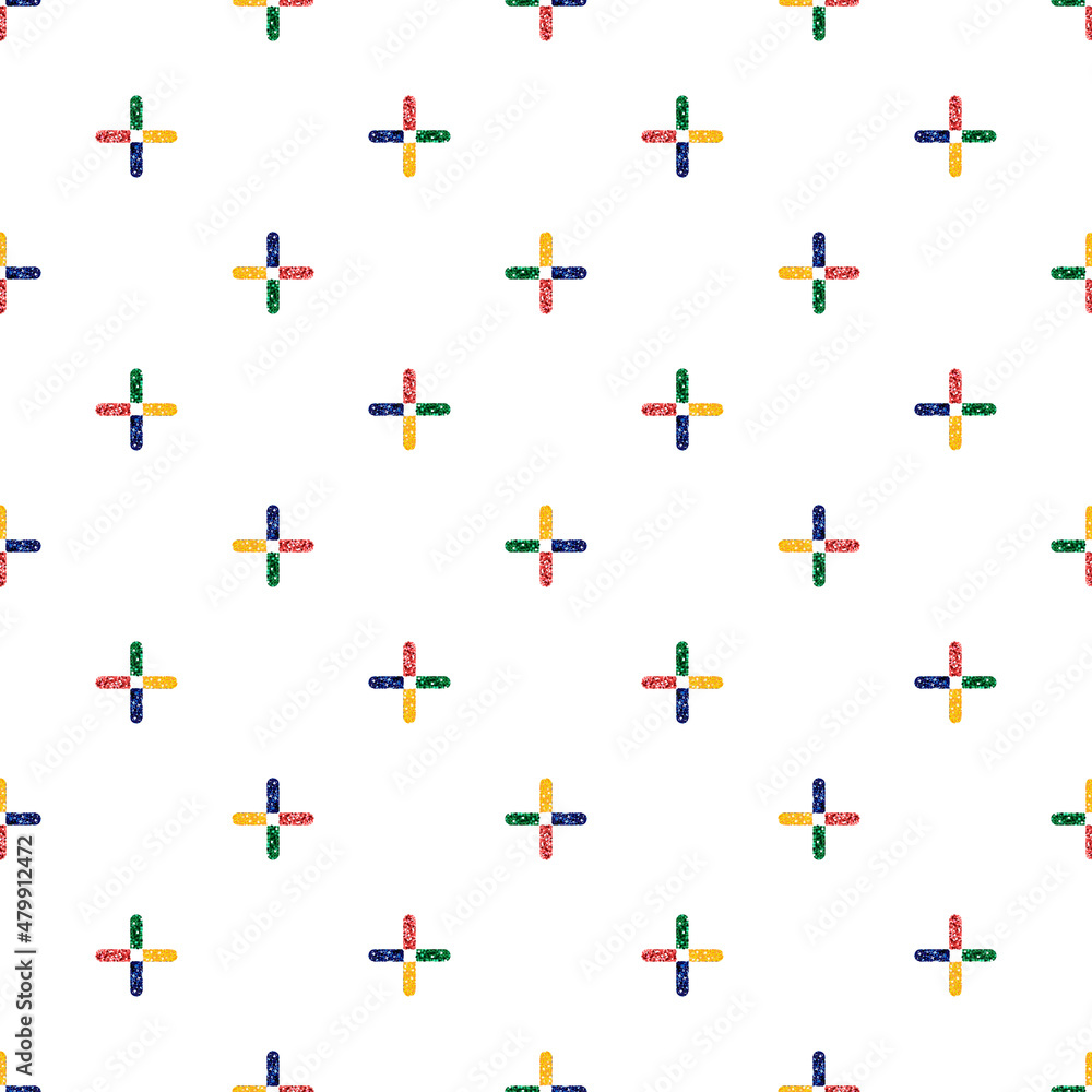 seamless multicolour glitter cross shape pattern background , wink vector pattern ,kids pattern