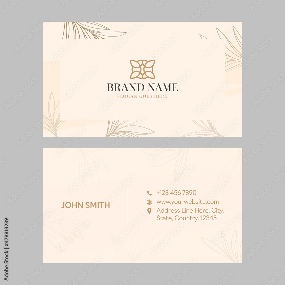 Business Card Template Design In Front And Back Side.