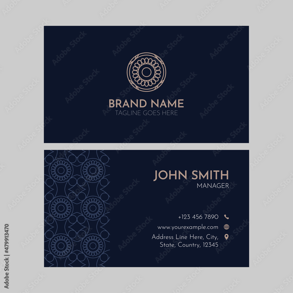 Front And Back View Of Professional Business Card In Blue Color.