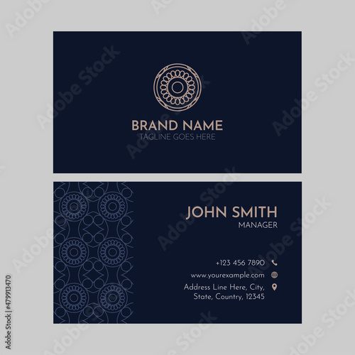 Front And Back View Of Professional Business Card In Blue Color.