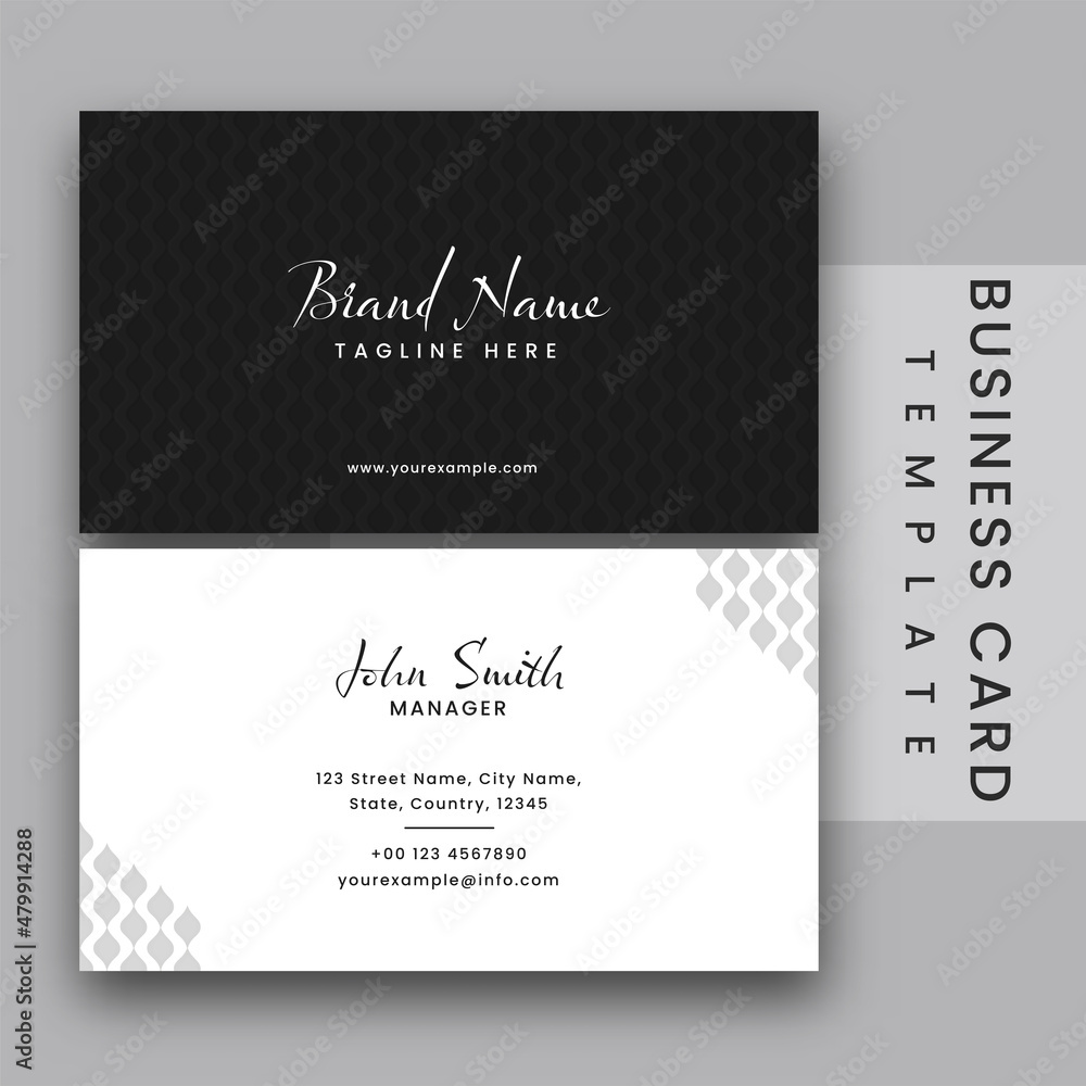 Fototapeta premium Double-Side Business Or Visiting Card In Black And White Color.