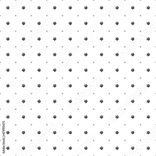 Square seamless background pattern from black coral symbols are different sizes and opacity. The pattern is evenly filled. Vector illustration on white background