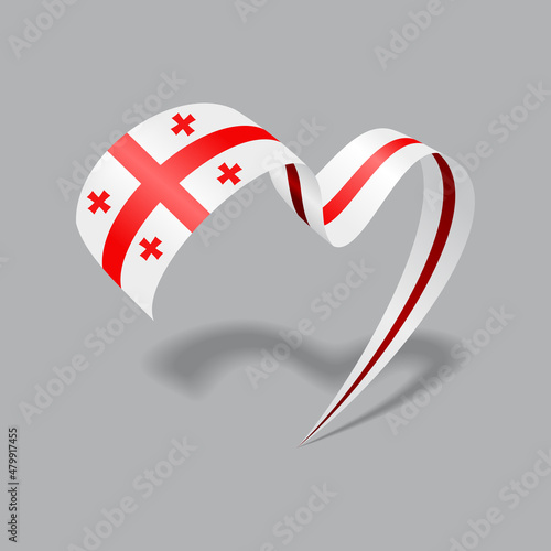 Georgian flag heart shaped ribbon. Vector illustration.