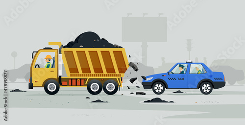 Dump truck drivers make dirt roads and cause trouble for taxis.