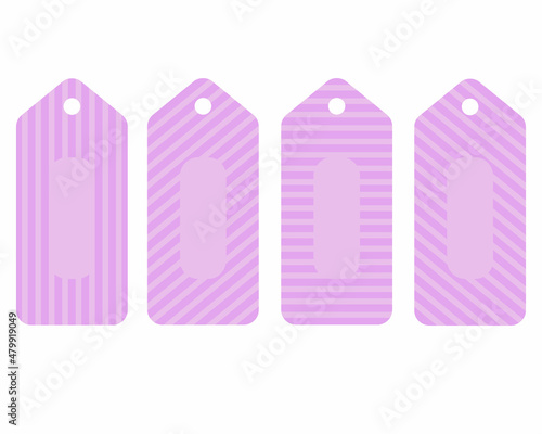 Set of sale tags and labels, purple and pink, template shopping labels. Blank, discount and price tags on paper. Special offer. Vintage. Vector illustration