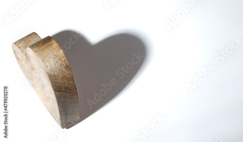 Wooden heart, valentine day on the white basckground , copy space