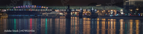Night Abstract Boke Bokeh Background Effect. Design Backdrop. Night View Embankment