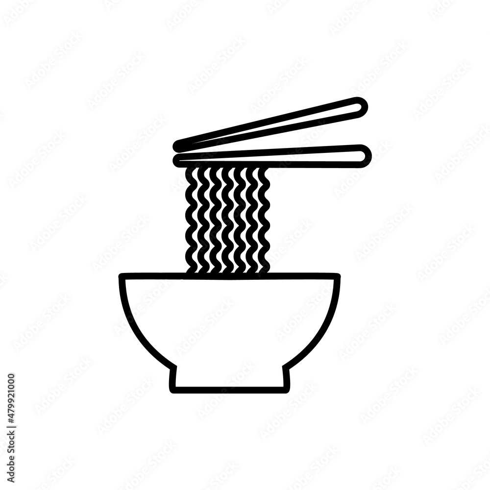 Noodles line icon, wok vector logo isolated on white background Noodles line icon, wok vector logo isolated on white background