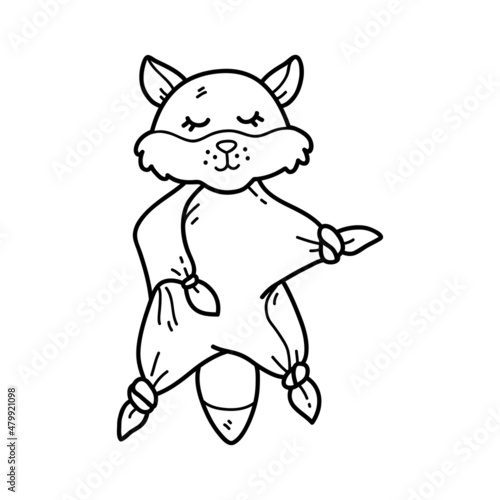 Vector illustration of  outline doodle baby nursery comforter  for children, coloring and scrap book