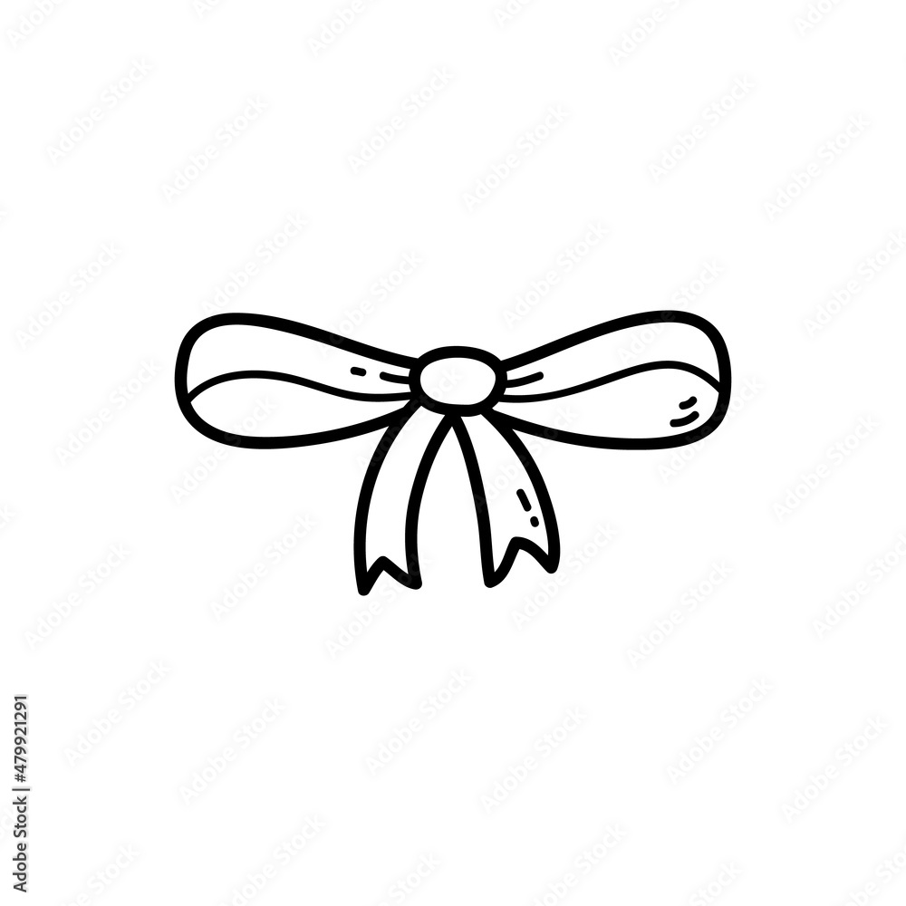 Vector illustration of outline doodle baby bow for children, coloring and scrap book Vector illustration of outline doodle baby bow for children, coloring and scrap book