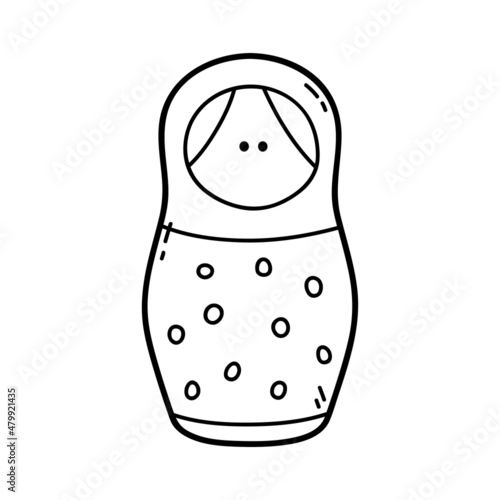 Vector illustration of  outline doodle nesting doll for children, coloring and scrap book