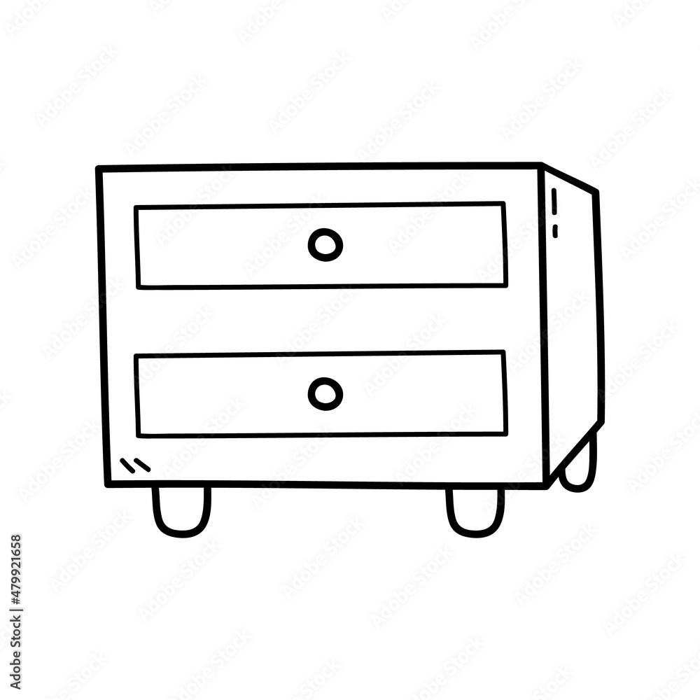 Vector illustration of outline doodle baby nursery changing table for children, coloring and scrap book Vector illustration of outline doodle baby nursery changing table for children, coloring and scrap book
