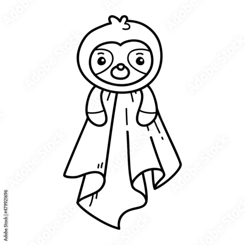 Vector illustration of  outline doodle baby nursery comforter  for children, coloring and scrap book