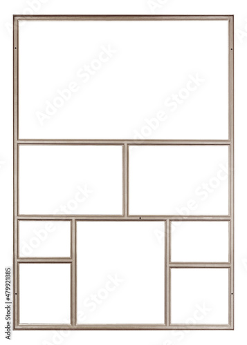 Fotografering Silver frame (polyptych) for paintings, mirrors or photos isolated on white background