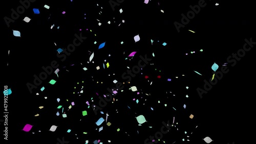Colorful ribbons fall in the joy of party and holiday Isolated by Alpha channel (transparent background) Use it to enhance any video presentation or animation movie or Cinematic clips or film project