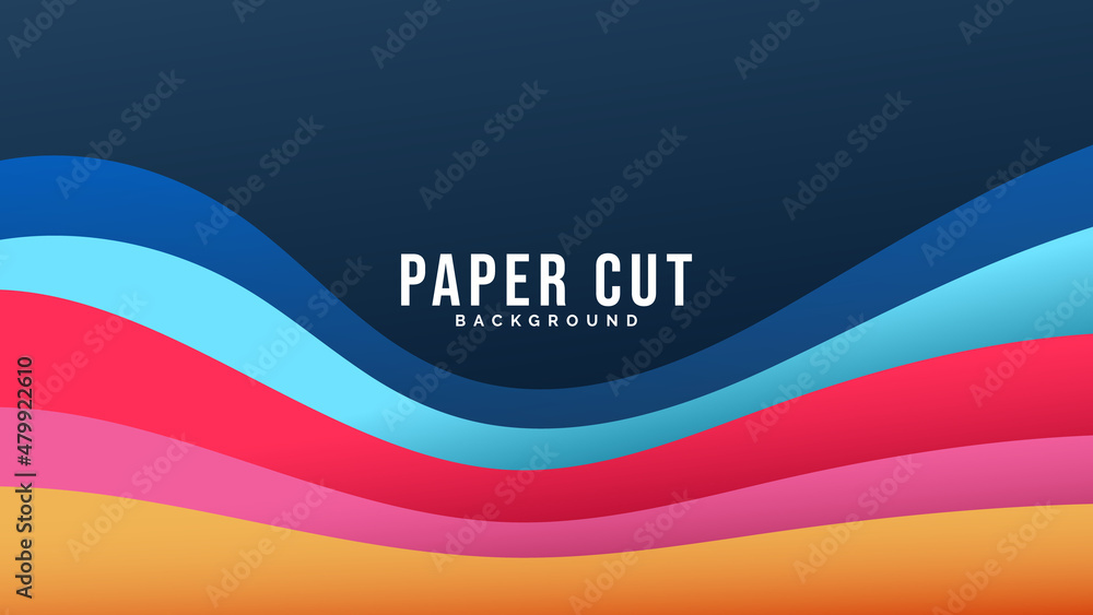 Fototapeta premium Paper cut Colorful minimal background ,illustration Vector EPS 10