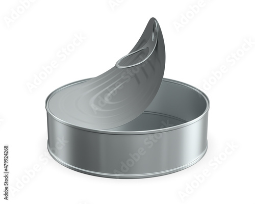 open metallic can on white ...