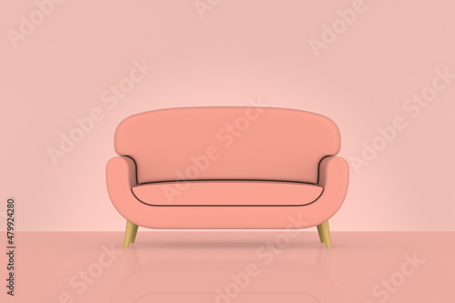leather sofa on pink backgr...