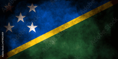 Closeup of grunge Solomon Islands flag photo