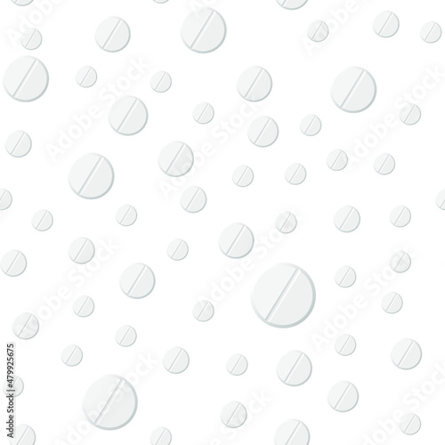 Pills on a white background. Pattern.