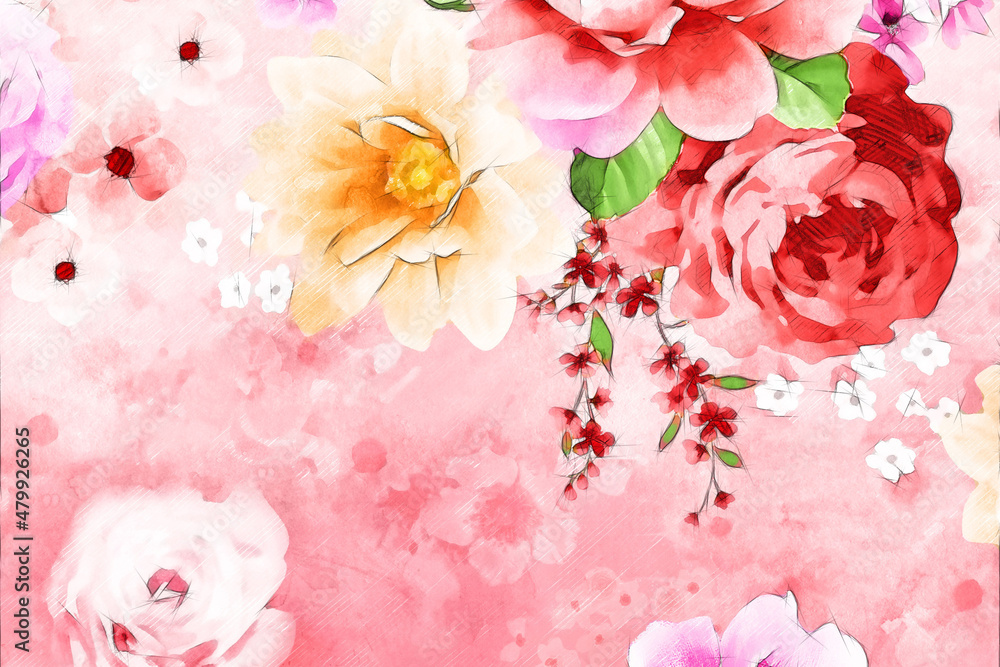 Beautiful abstract floral bouquet illustration