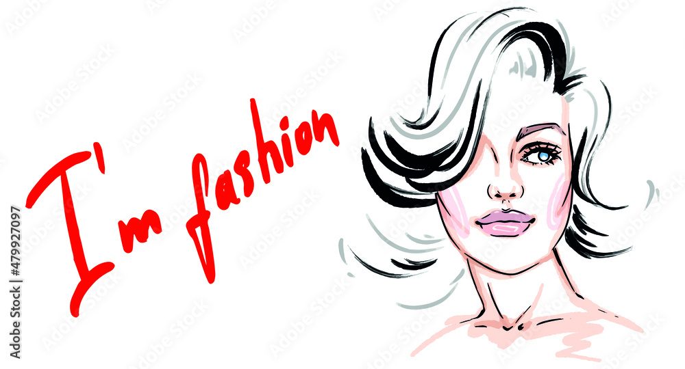 I'm fashion young woman drawing sketch. Hand-drawn modern fashion illustration of a girl model art portrait. Stylish art sketch on white. Beauty skin style drawing art I'm fashion young woman drawing sketch. Hand-drawn modern fashion illustration of a girl model art portrait. Stylish art sketch on white. Beauty skin style drawing art