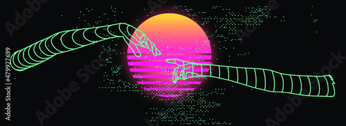 3D low poly model of hands going to touch together.