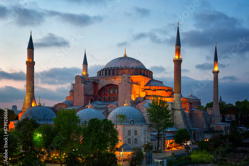 Hagia Sophia on sunset, Istanbul Fotobehang