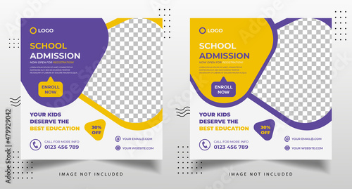 School admission marketing social media instagram post template Premium Vector