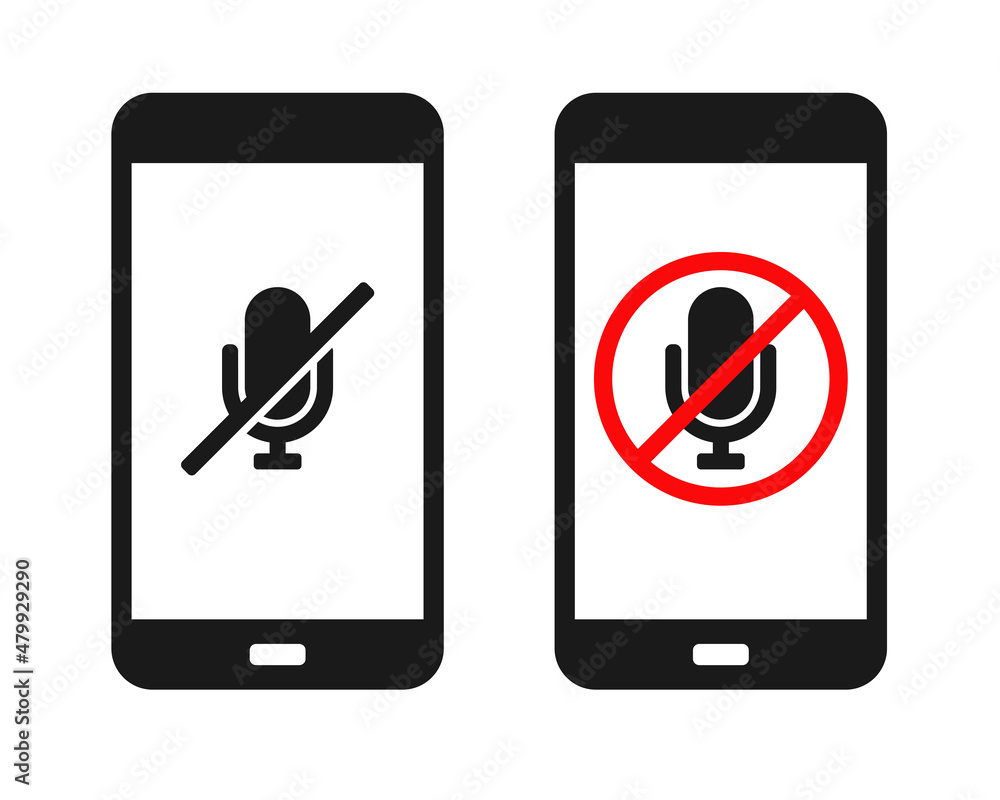 Smartphone with microphone mute. Vector illustration Smartphone with microphone mute. Vector illustration