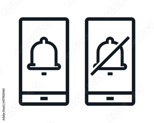 Smartphone volume on and off. Silent mode or vibrate mode on tphone. Vector illustration photo