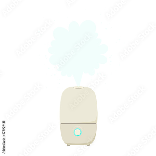 Modern ultrasonic humidifier in the room.  Mechanical control.  Easy to use.  Vector illustration.