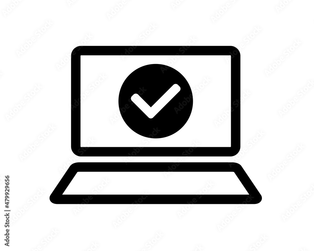 Laptop with check mark icon. Illustration vector Laptop with check mark icon. Illustration vector