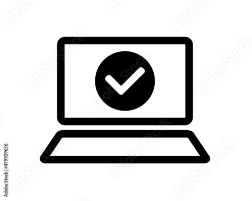 Laptop with check mark icon. Illustration vector