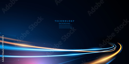 Abstract vector illustration of a light trail technological background in a modern concept.