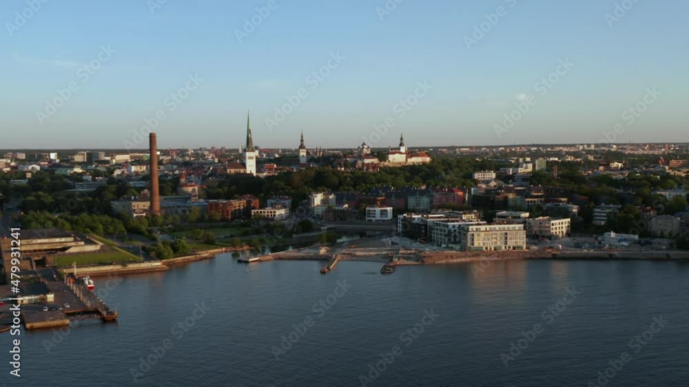 Tallinn Old Town City Panorama Aerial Drone Video Tallinn Old Town City Panorama Aerial Drone Video